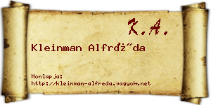 Kleinman Alfréda névjegykártya